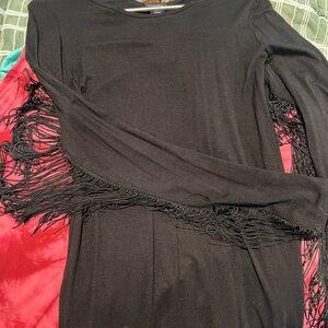 Rue21 Black Long Sleeve Fringe Dress